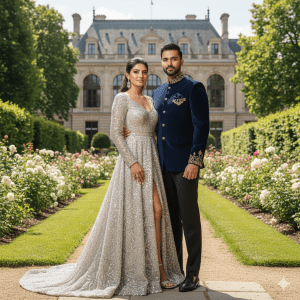 Read more about the article Reception Glamour: Gowns and Bandhgala Suits