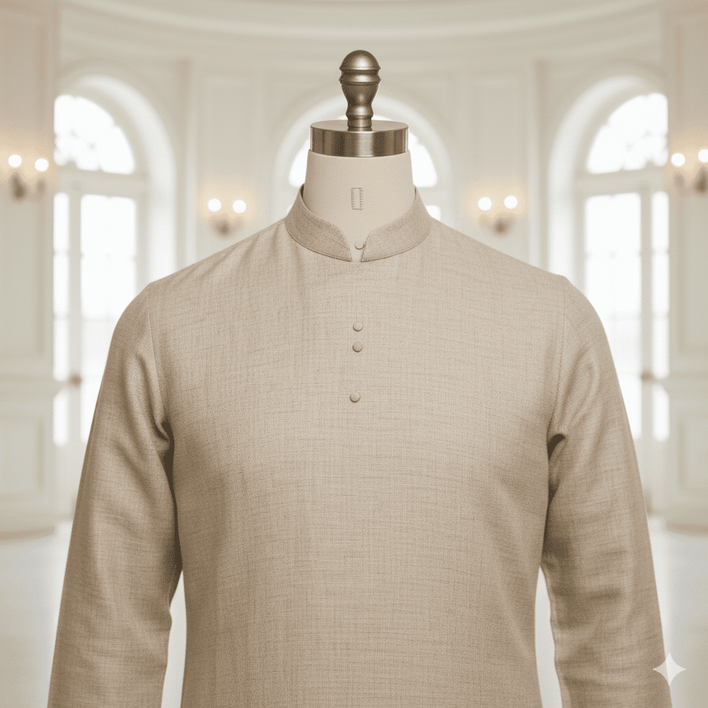 Beige Linen Kurta Set for Groom - Image 4