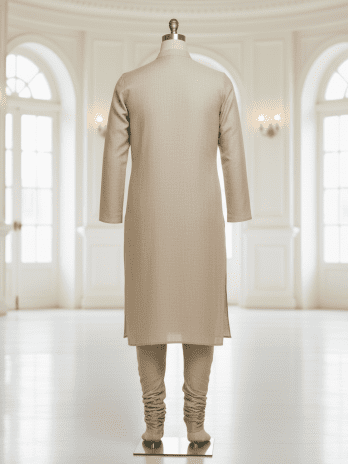 Beige Linen Kurta Set for Groom