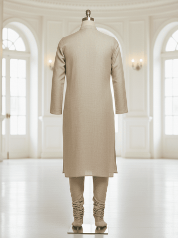 Beige Linen Kurta Set for Groom