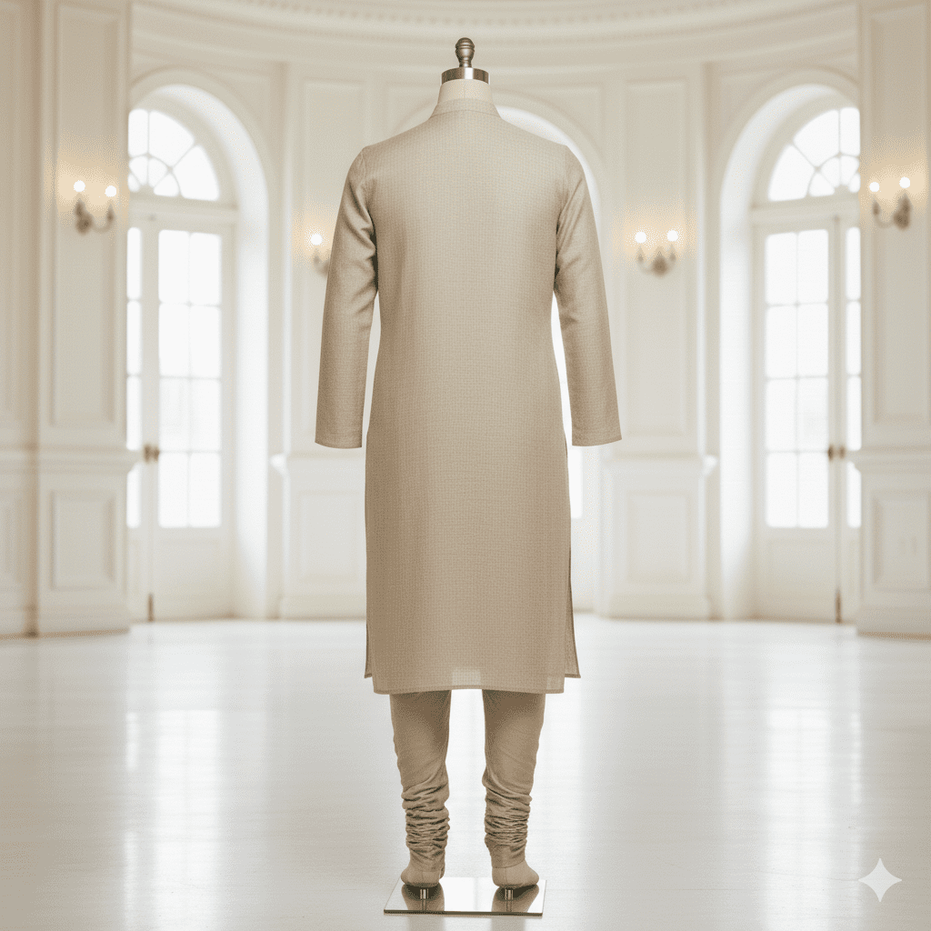 Beige Linen Kurta Set for Groom - Image 2