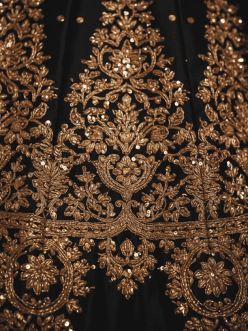 Black Gold Zari Designer Bridal Lehenga