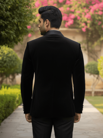 Black Velvet Bandhgala Suit