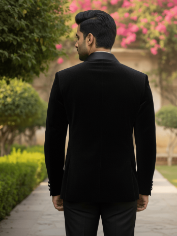 Black Velvet Bandhgala Suit