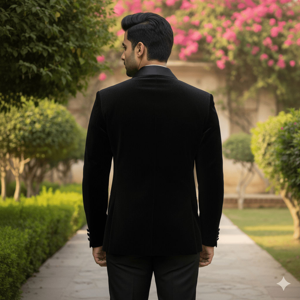 Black Velvet Bandhgala Suit - Image 2