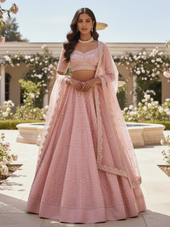 Blush Rose Silk Guest Lehenga