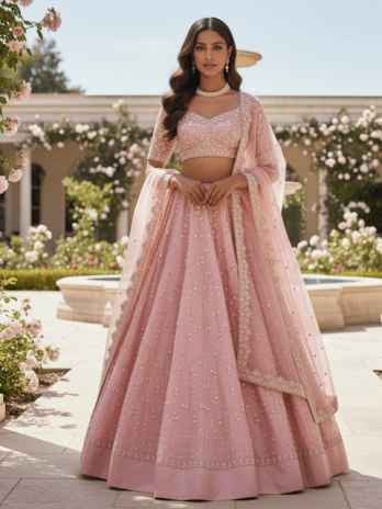 Blush Rose Silk Guest Lehenga