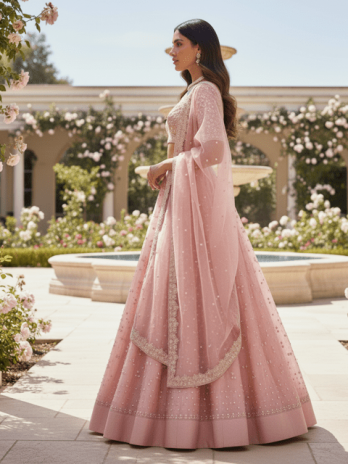 Blush Rose Silk Guest Lehenga