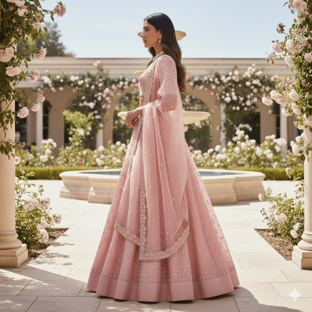 Blush Rose Silk Guest Lehenga - Image 2