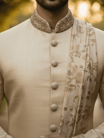 Champagne Silk Indo-Western Sherwani