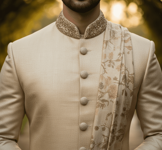 Champagne Silk Indo-Western Sherwani