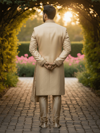 Champagne Silk Indo-Western Sherwani