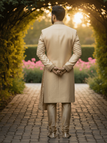 Champagne Silk Indo-Western Sherwani