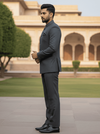 Charcoal Grey Wool Blend Jodhpuri
