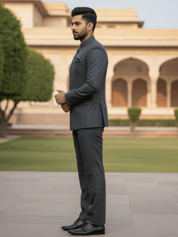 Charcoal Grey Wool Blend Jodhpuri