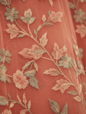 Coral Peach Organza Guest Lehenga