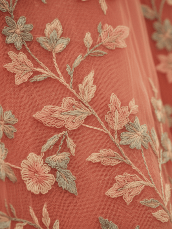 Coral Peach Organza Guest Lehenga