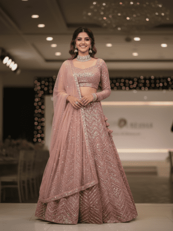 Dusty Rose Sequin Bridal Lehenga
