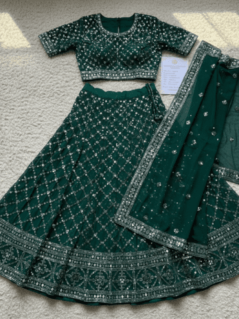 Emerald Green Georgette Guest Lehenga