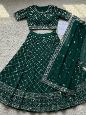 Emerald Green Georgette Guest Lehenga