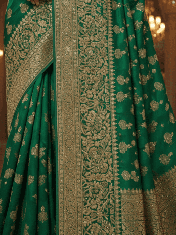 Emerald Green Silk Zari Bridal Saree