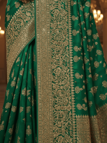 Emerald Green Silk Zari Bridal Saree