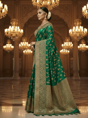 Emerald Green Silk Zari Bridal Saree