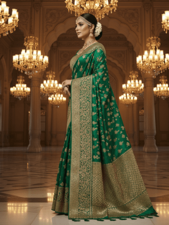 Emerald Green Silk Zari Bridal Saree