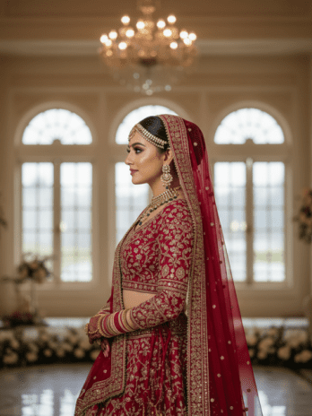 Crimson Red Zardozi Bridal Lehenga
