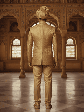 Gold Brocade Bandhgala with Safa