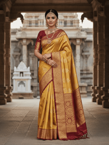 Gold Kanjivaram Silk Bridal Saree