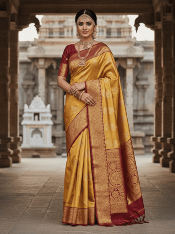 Gold Kanjivaram Silk Bridal Saree