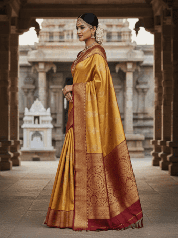 Gold Kanjivaram Silk Bridal Saree