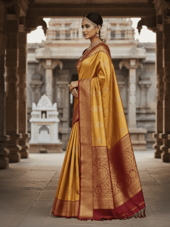 Gold Kanjivaram Silk Bridal Saree