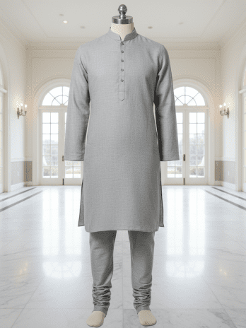Grey Linen Kurta Pajama Set for Groom