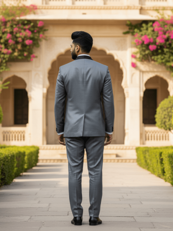 Grey Satin Bandhgala