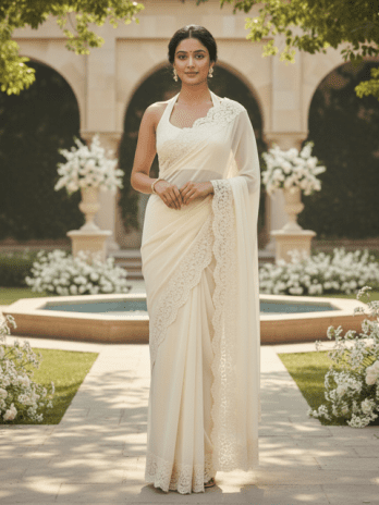 Ivory Lace Border Guest Saree