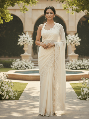 Ivory Lace Border Guest Saree