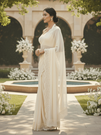 Ivory Lace Border Guest Saree