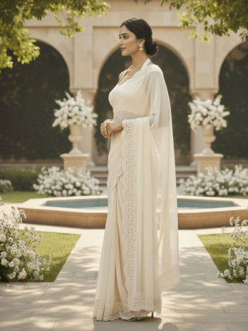 Ivory Lace Border Guest Saree