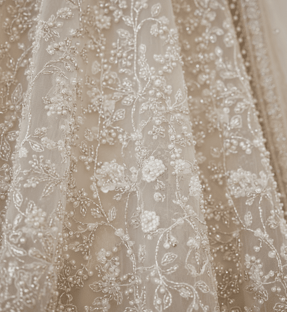 Ivory Pearl Embellished Bridal Lehenga Set - Image 3