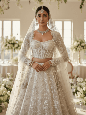 Ivory Pearl Embellished Bridal Lehenga Set