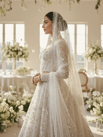 Ivory Pearl Embellished Bridal Lehenga Set