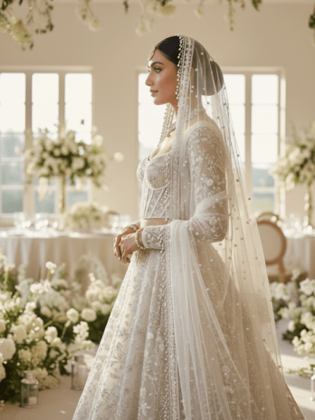 Ivory Pearl Embellished Bridal Lehenga Set