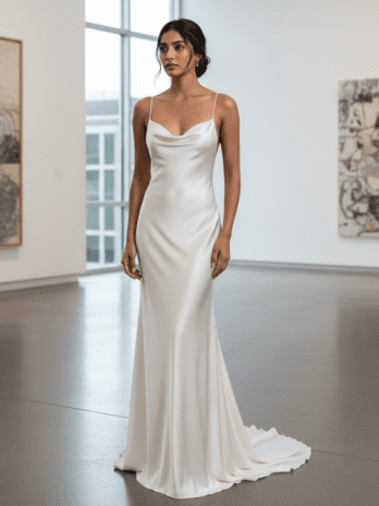 Ivory Satin Minimalist Slip Gown