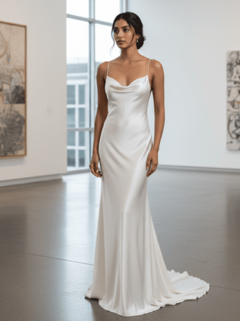 Ivory Satin Minimalist Slip Gown