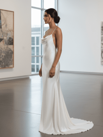 Ivory Satin Minimalist Slip Gown