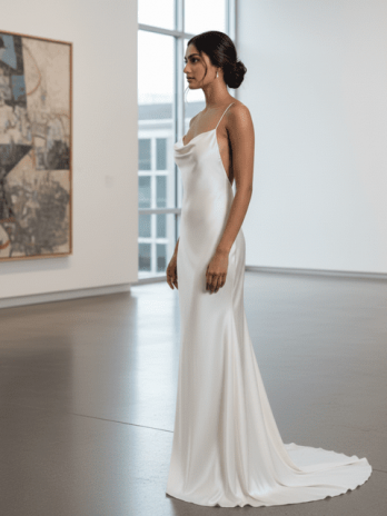 Ivory Satin Minimalist Slip Gown