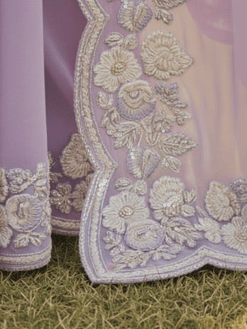 Lavender Chiffon Embroidered Guest Saree