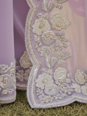 Lavender Chiffon Embroidered Guest Saree